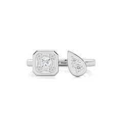 1/2 CT. Two headed Princess, Baguette and Round Natural Diamond Ring