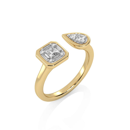 1/2 CT. Two headed Princess, Baguette and Round Natural Diamond Ring