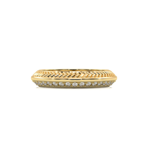 1/4 CT. Knife Edge Round Natural Diamond Two tone Wedding Band