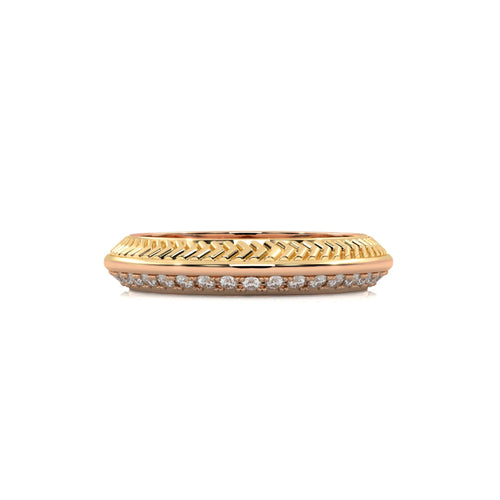 1/4 CT. Knife Edge Round Natural Diamond Two tone Wedding Band