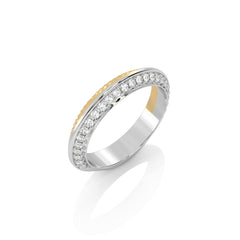 1/4 CT. Knife Edge Round Natural Diamond Two tone Wedding Band
