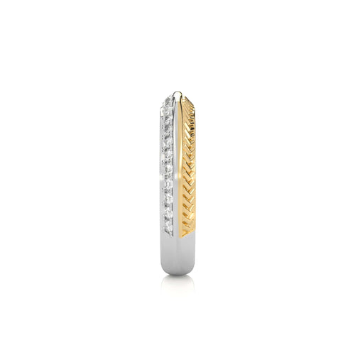 1/4 CT. Knife Edge Round Natural Diamond Two tone Wedding Band