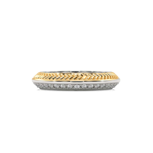 1/4 CT. Knife Edge Round Natural Diamond Two tone Wedding Band