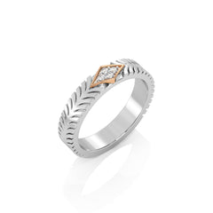 Two-Tone Round Natural Diamond Ring with Diamond Accent