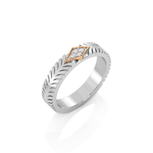 Two-Tone Round Natural Diamond Ring with Diamond Accent