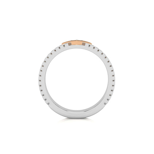 Two-Tone Round Natural Diamond Ring with Diamond Accent