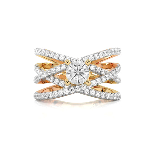 1 CT. Round Natural Diamond Criss Cross Ring