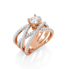 1 CT. Round Natural Diamond Criss Cross Ring