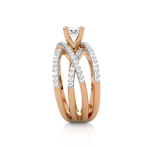 1 CT. Round Lab Created Diamond Criss Cross Ring