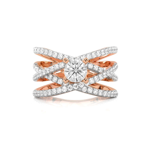 1 CT. Round Natural Diamond Criss Cross Ring