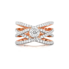 1 CT. Round Natural Diamond Criss Cross Ring