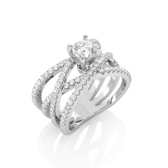 1 CT. Round Natural Diamond Criss Cross Ring
