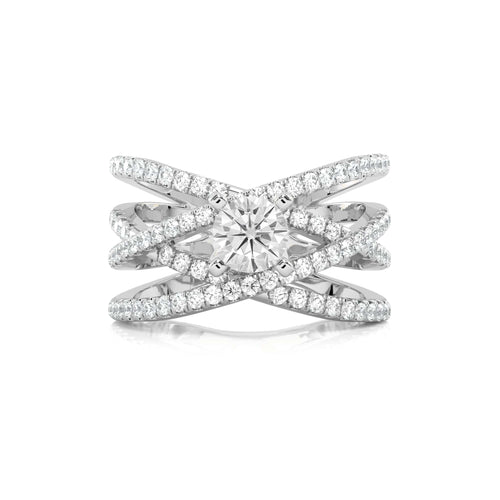 1 CT. Round Natural Diamond Criss Cross Ring