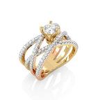1 CT. Round Natural Diamond Criss Cross Ring