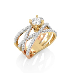 1 CT. Round Natural Diamond Criss Cross Ring