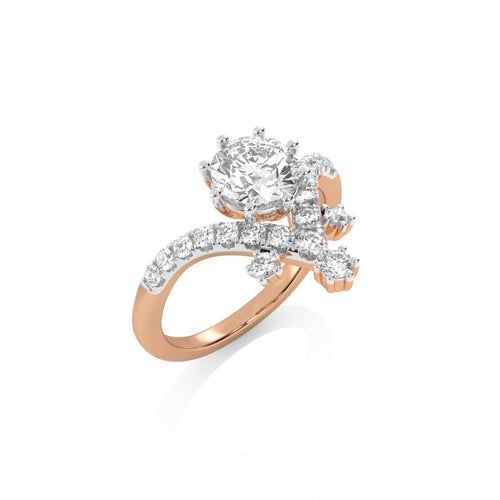 1 1/2 CT. Round Natural Diamond Chevron Ring