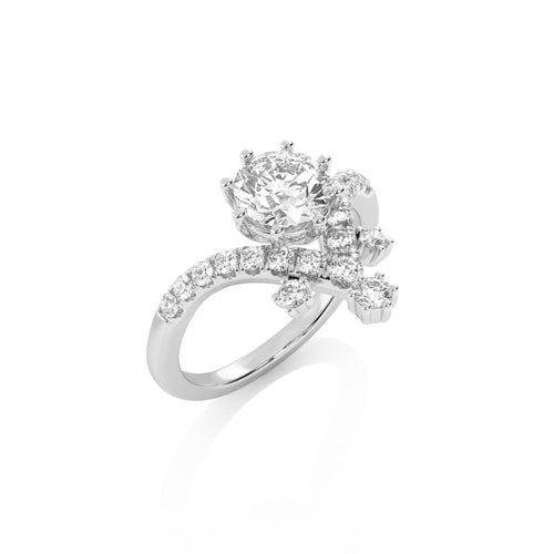 1 1/2 CT. Round Natural Diamond Chevron Ring
