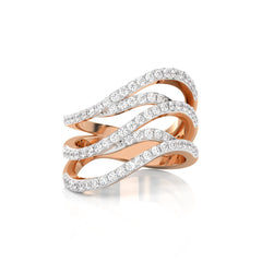 3/4 CT. Round Natural Diamond Wave Ring