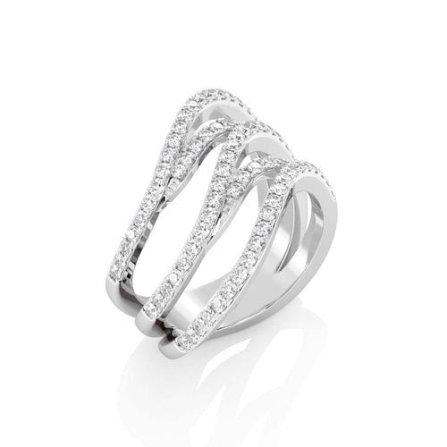 3/4 CT. Round Natural Diamond Wave Ring