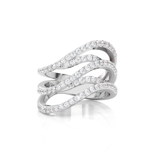 3/4 CT. Round Natural Diamond Wave Ring