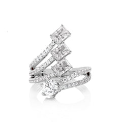 2 1/2 CT. Emerald and Round Natural Diamond Ring