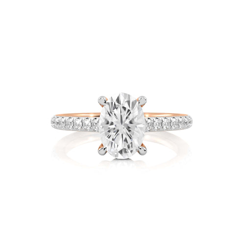 2 1/3 CT. Oval and Round Natural Diamond Engagement Ring