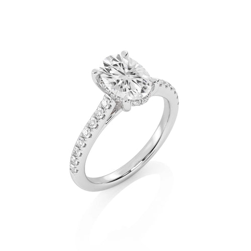 2 1/3 CT. Oval and Round Lab Created Diamond Engagement Ring