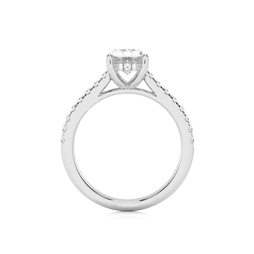 2 1/3 CT. Oval and Round Natural Diamond Engagement Ring