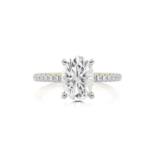2 1/5 CT. Oval and Round Natural Diamond Engagement Ring