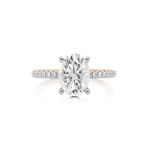 2 1/5 CT. Oval and Round Lab Created Diamond Engagement Ring