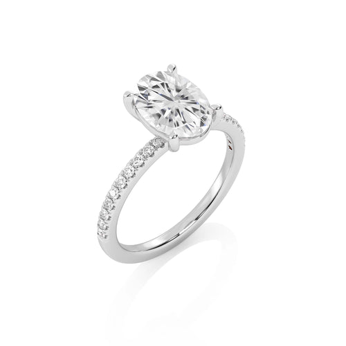 2 1/5 CT. Oval and Round Natural Diamond Engagement Ring