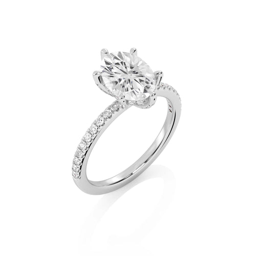 2 1/4 CT. Oval and Round Lab Created Diamond Engagement Ring