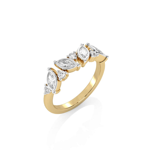 1/2 CT. Marquise and Round Natural Diamond Band