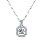 Square Moissanite Pendant Necklace in Sterling Silver