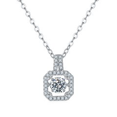 Square Moissanite Pendant Necklace in Sterling Silver