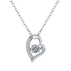 Heart Shape Moissanite Pendant Necklace in Sterling Silver