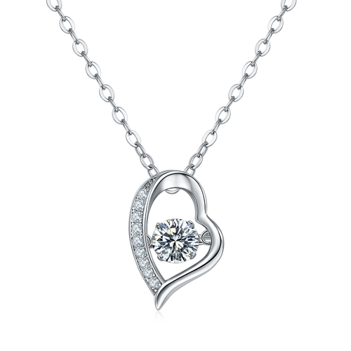 Heart Shape Moissanite Pendant Necklace in Sterling Silver