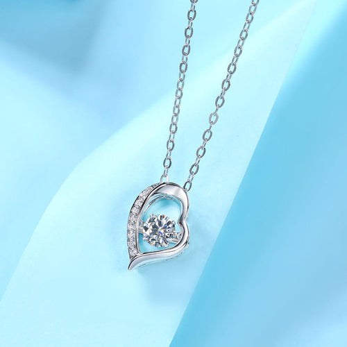 Heart Shape Moissanite Pendant Necklace in Sterling Silver