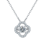 Four leaf Moissanite Pendant Necklace in Sterling Silver