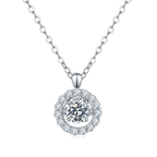 Round Moissanite Pendant Necklace in Sterling Silver