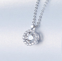 Round Moissanite Pendant Necklace in Sterling Silver