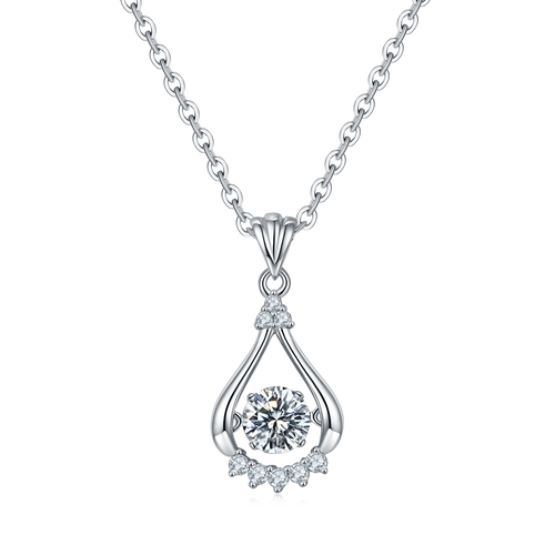 Beautiful Waterdrop Moissanite Pendant Necklace in Sterling Silver