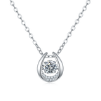 Horseshoe Moissanite Pendant Necklace in Sterling Silver