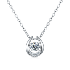 Horseshoe Moissanite Pendant Necklace in Sterling Silver