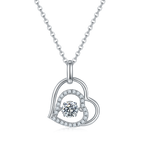 Double Heart Moissanite Pendant Necklace in Sterling Silver