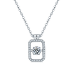 Rectangle Moissanite Pendant Necklace in Sterling Silver