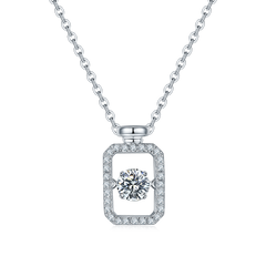 Rectangle Moissanite Pendant Necklace in Sterling Silver