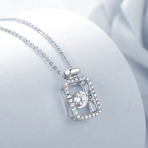 Rectangle Moissanite Pendant Necklace in Sterling Silver