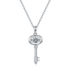 Moissanite Key Pendant Necklace in Sterling Silver