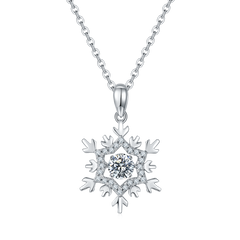 Shiny Snowflake Moissanite Pendant Necklace in Sterling Silver